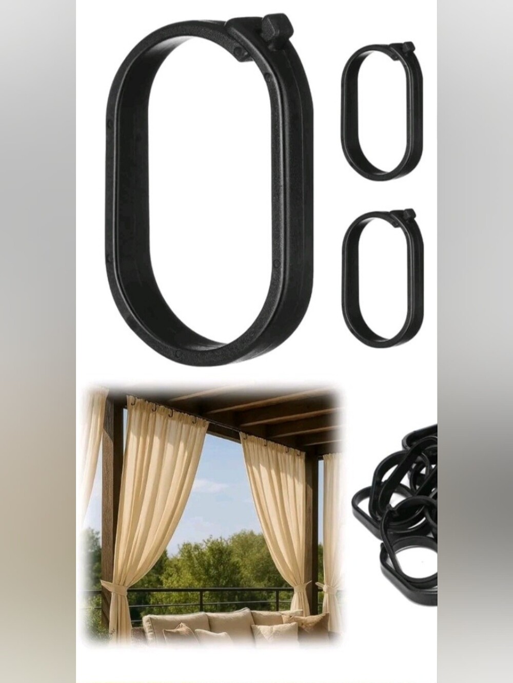 56 Gazebo Curtain Clips Plastic Hang Screens Sheers Create Shade & Privacy NEW